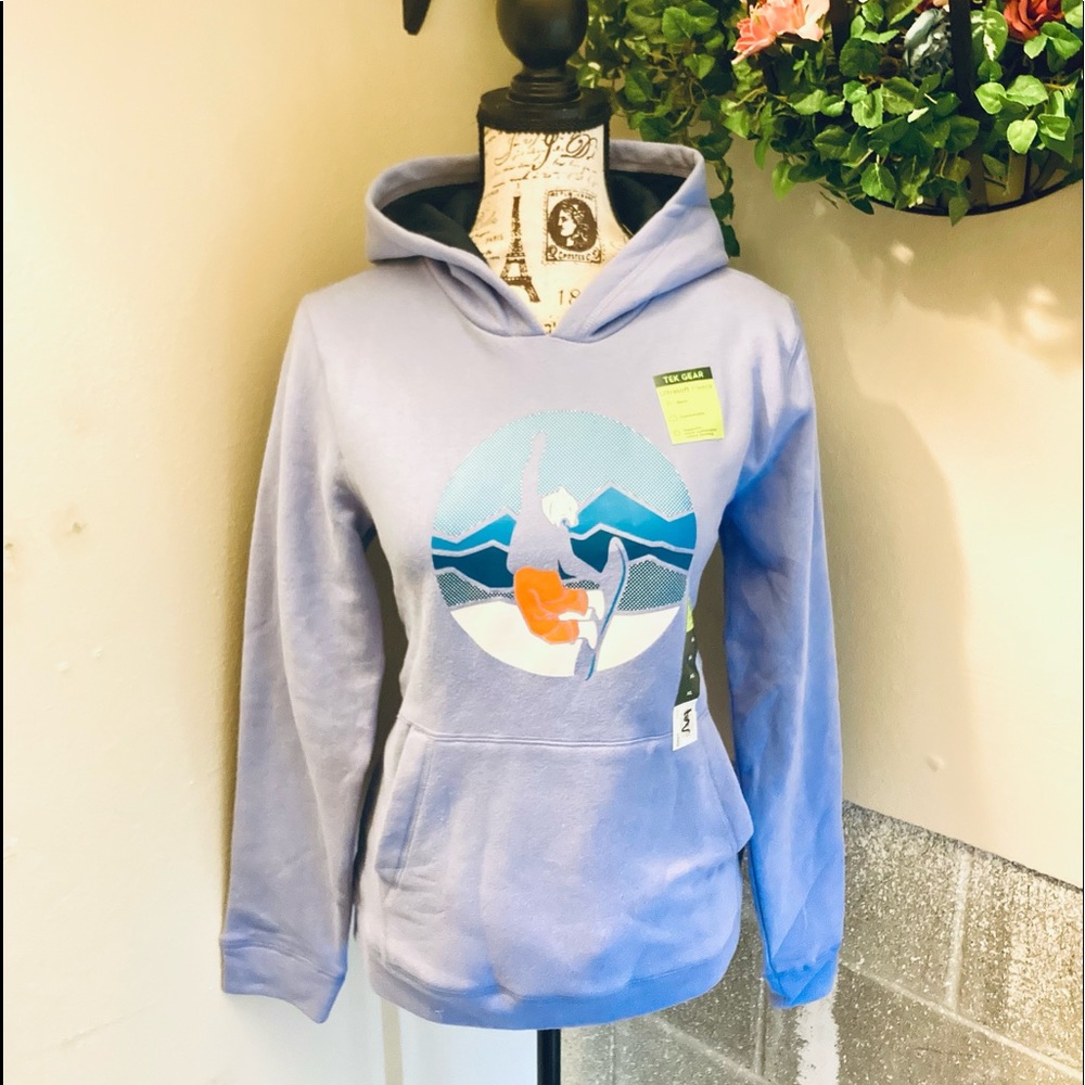 TEK GEAR Ultrasoft Fleece XL Comfortable Snowboarding Blue Pullover Hoodie